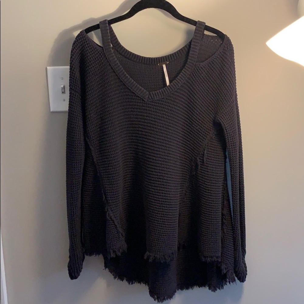Peekaboo Sleeve Grey Free People Sweater